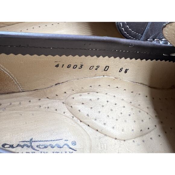 NEW! SANTONI Brown Leather Handsewn Moc Toe Tassel Loafers US 8.5 Made in Italy - Picture 12 of 13